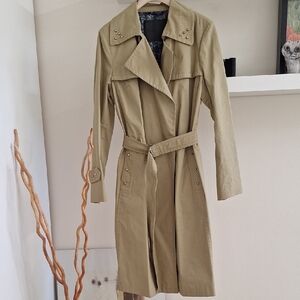 SALCO Olive Trench Coat with Studded Accents Size 10